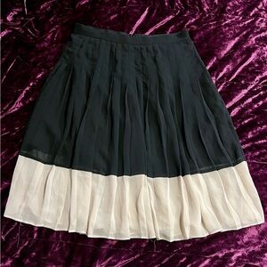 Ann Taylor Women Petite Chiffon Black Tank Colorblock Lined Pleated Skirt 0P
